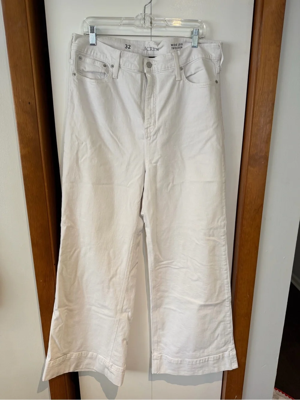 J.Crew Wide-Leg Denim Trouser in White (Style BM338) - Size 32